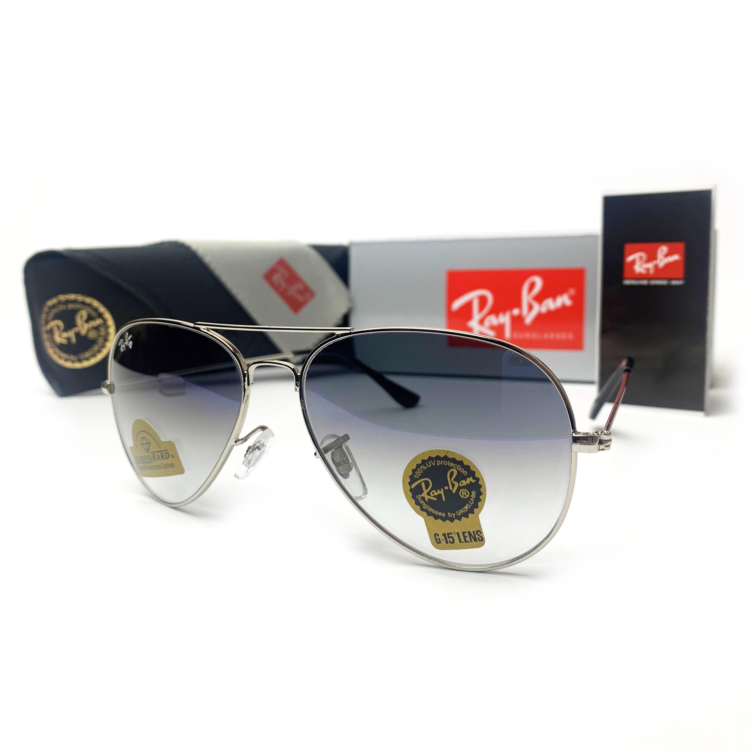 Солнцезащитные Очки Aviator 3025 капли Голубой градиент/Серебро