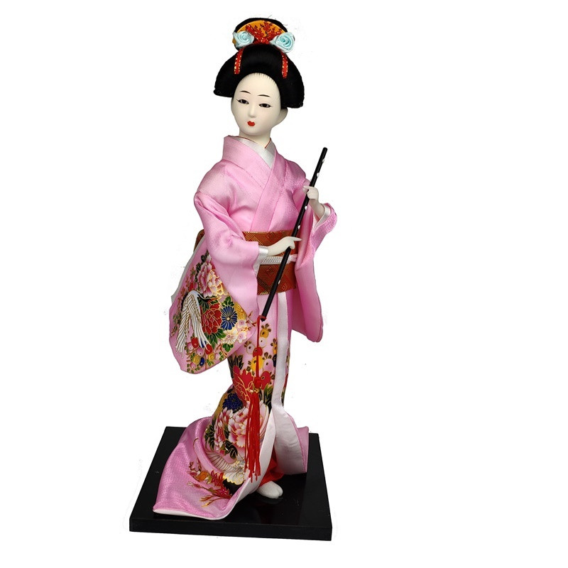 Кукла японская Гейша с флейтой 30 см Розовый (C1012)