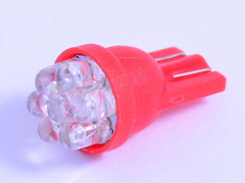 Автомобильная лампа светодиодная LEDUA T10-7pc круглый LED 12V Красный (174)