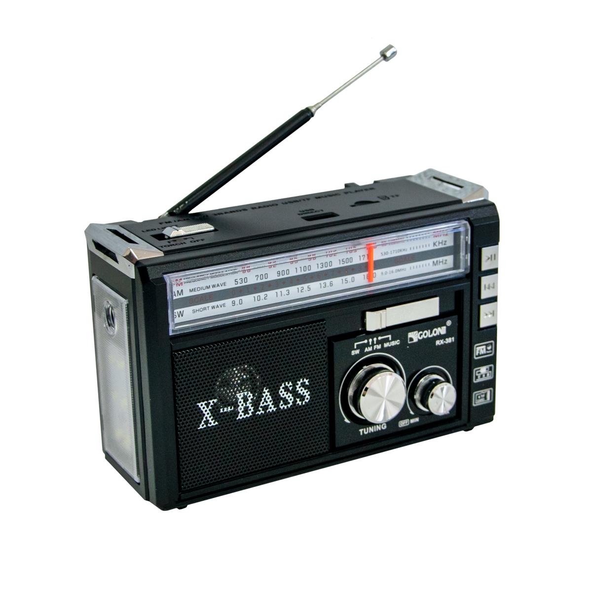 Радиоприемник Golon RX-381 ФМ на батарейках с флешкой Черный (1009991-Black)