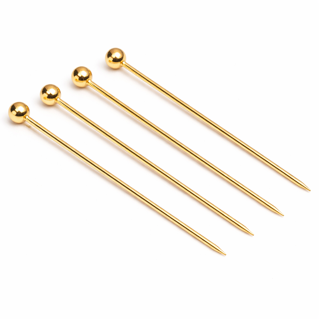 Набор металлических шпажек Bar House для канапе и коктейля шар 4 шт. Золотистый