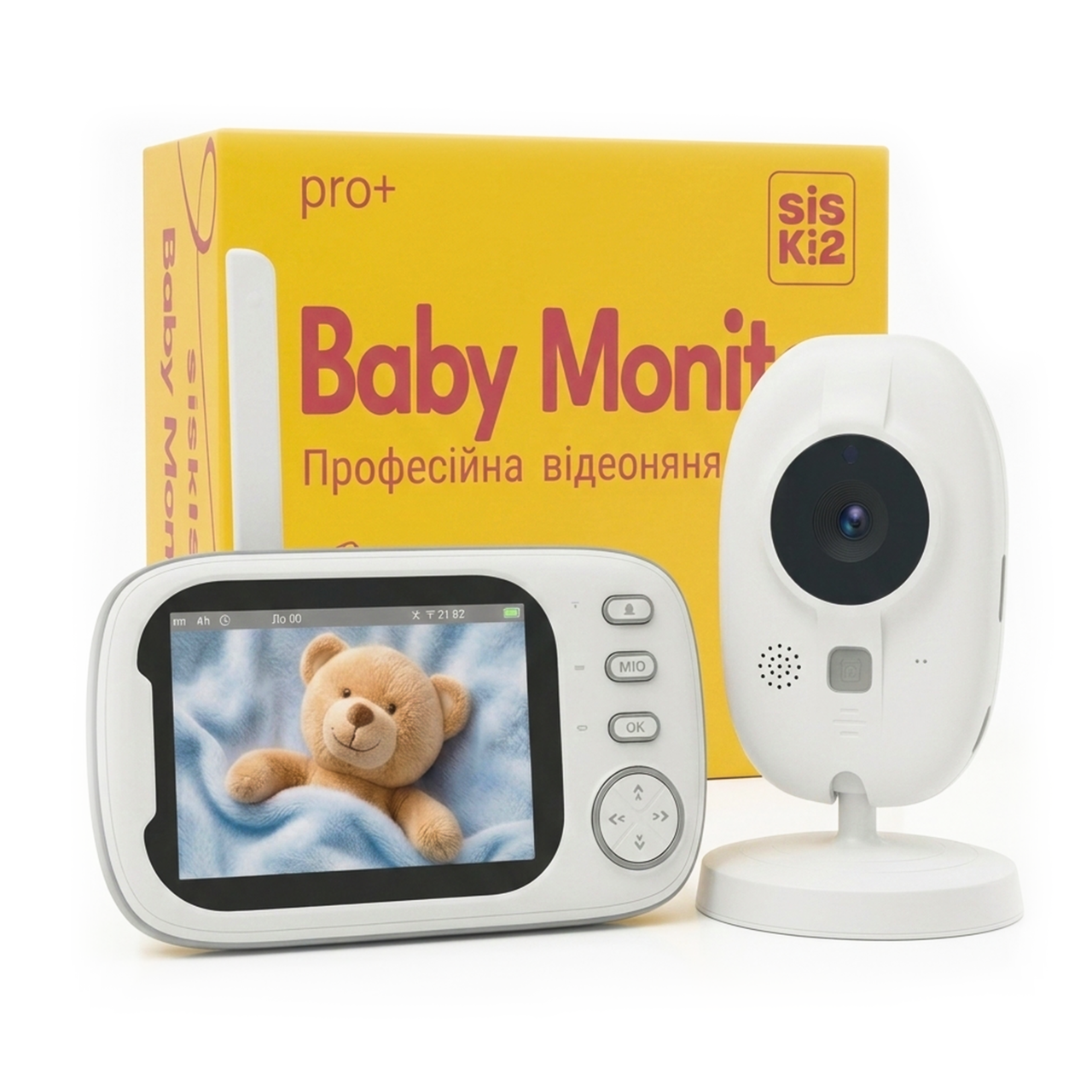 Видеоняня электронная Siskis с датчиком температуры и VOX 3,5" LCD с ночным видением Белый (8949461832322)