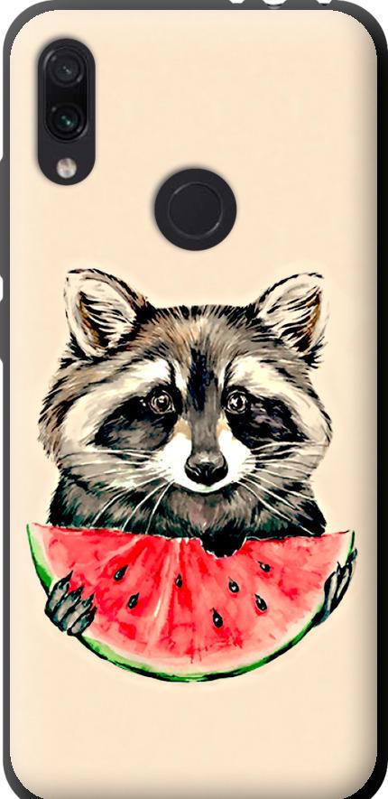Чехол на Xiaomi Redmi Note 7 Енотик с арбузом (4605b-1639-42517)