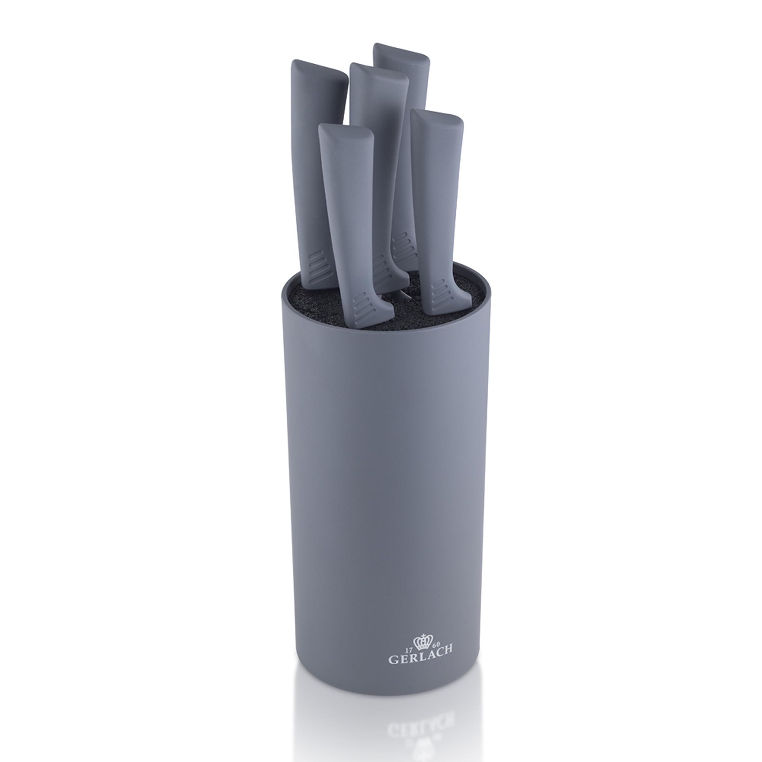 Набор из 5 кухонных ножей и подставки Gerlach Smart овощной 85 мм универсальный 125 мм для тонкой нарезки хлеба и Шеф 200 мм (54-56 HRC)