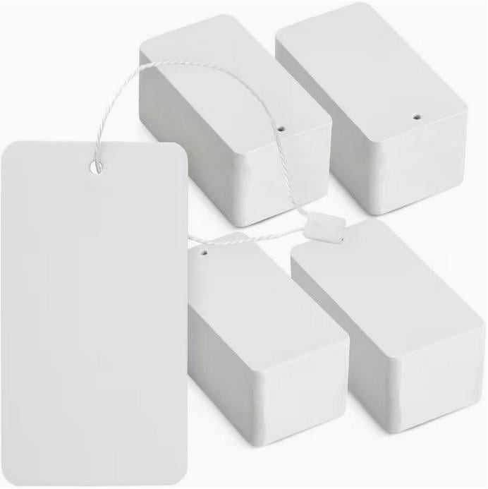 Набор из 200 подвесных бирок с креплениями и веревкой картонные для розничной торговли 5,08x8,89 см Белый