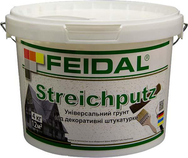Грунт-фарба Feidal Streichputz адгезійна з мармуровою крихтою, для внутрішніх та зовнішніх робіт база А біла 4 кг (1816664178)