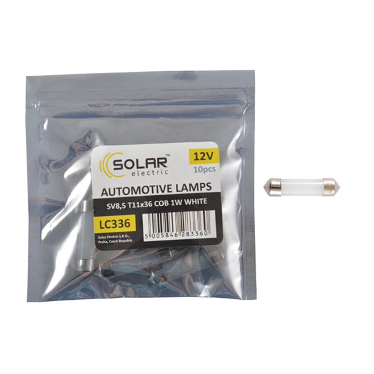 Автолампа LED Solar 12V SV8.5 T11x36 1COB 1W white 10 шт. Автолампа LED Solar 12V SV8.5 T11x36 1COB 1W white 10 шт.