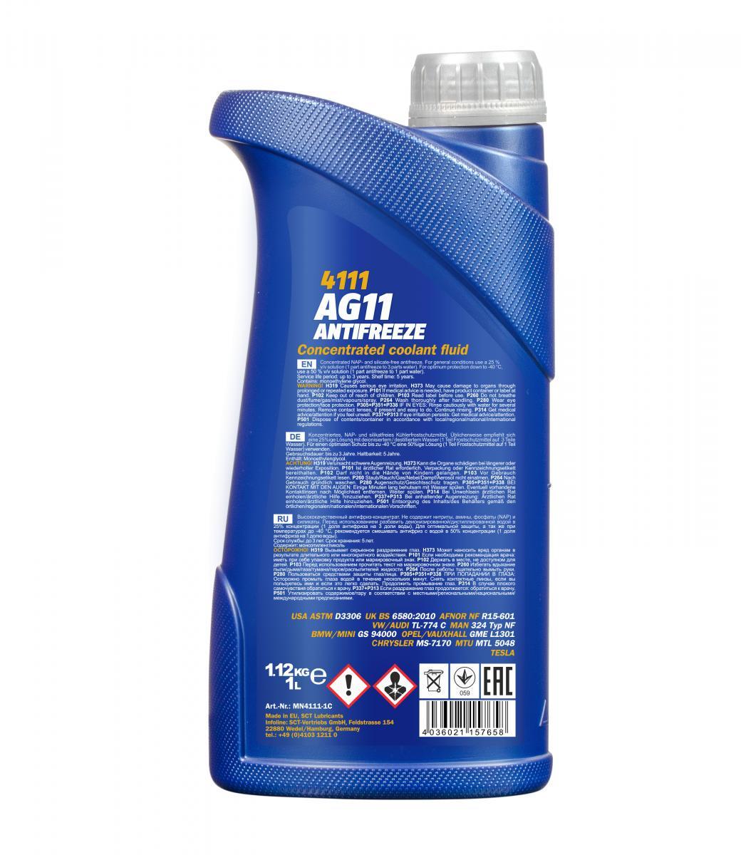 Концентрат антифризу Mannol 4111 Longterm Antifreeze AG11 1 л Синій (MN4111-1) - фото 2