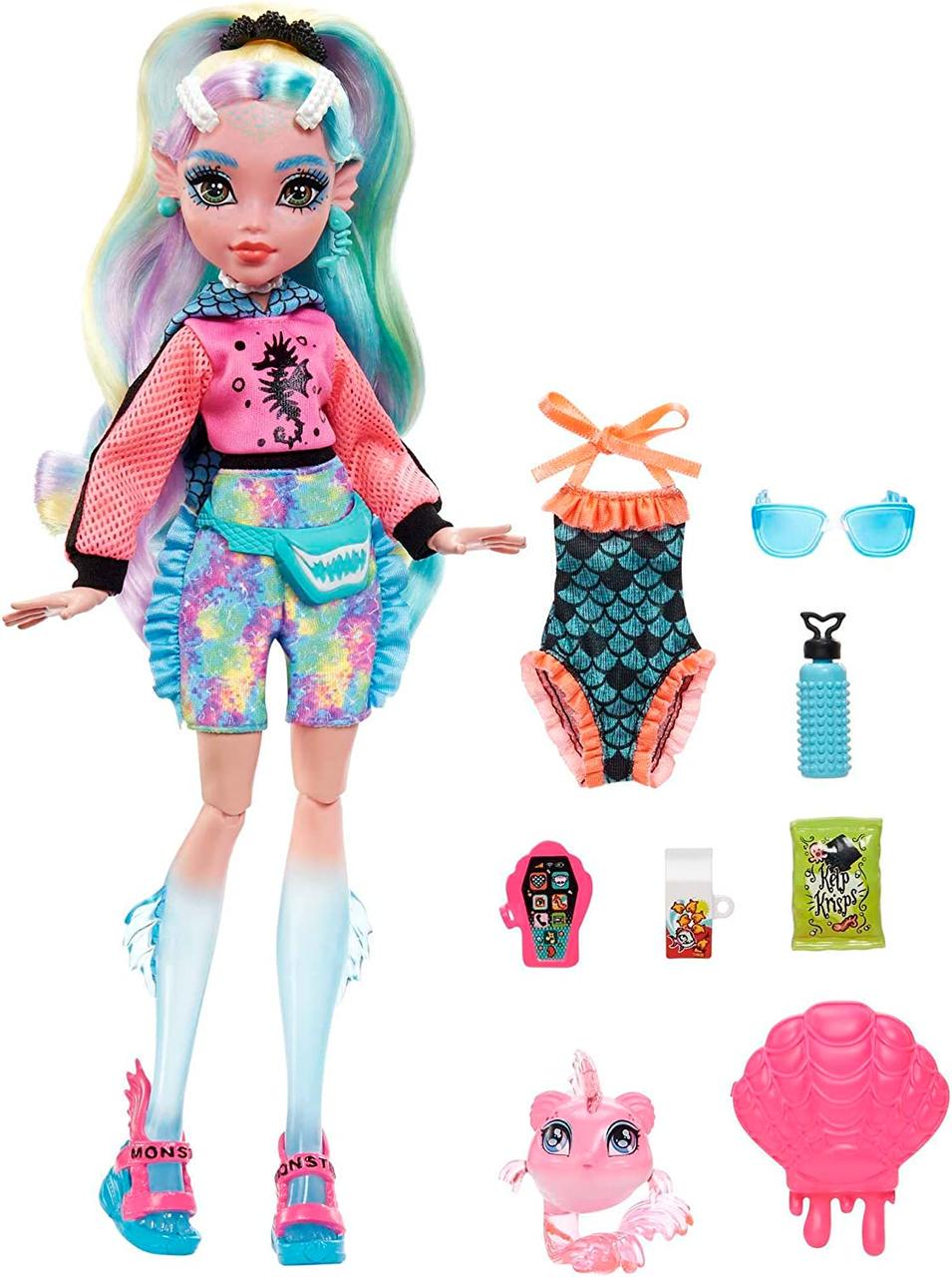 Кукла Monster High Лагуна Блю с аксессуарами и пиранией (HHK55)