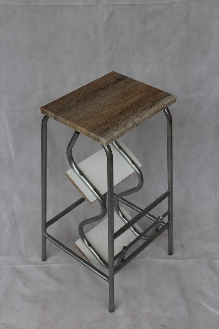 Стул-лестница Наша Ковка на три ступени Хром/Дуб сонома - фото 2 Стул-лестница Наша Ковка на три ступени Хром/Дуб сонома - фото 2