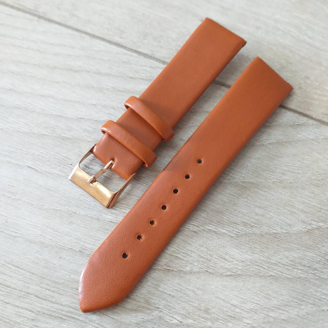 Ремінець для годинника екошкіра 20 мм Коричневий (KG-10736)