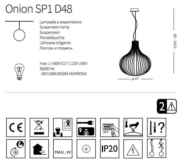 Подвесной светильник Ideal Lux Onion SP1 D48 (205304) - фото 3