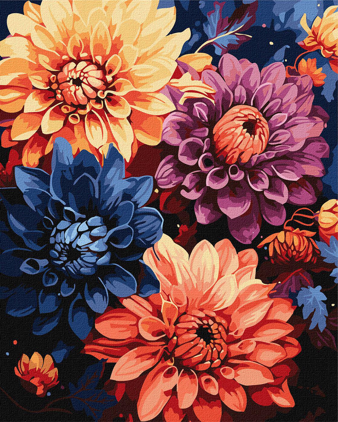 Картина по номерам Идейка Красочные георгины 40x50 см (Id-KHO3248)