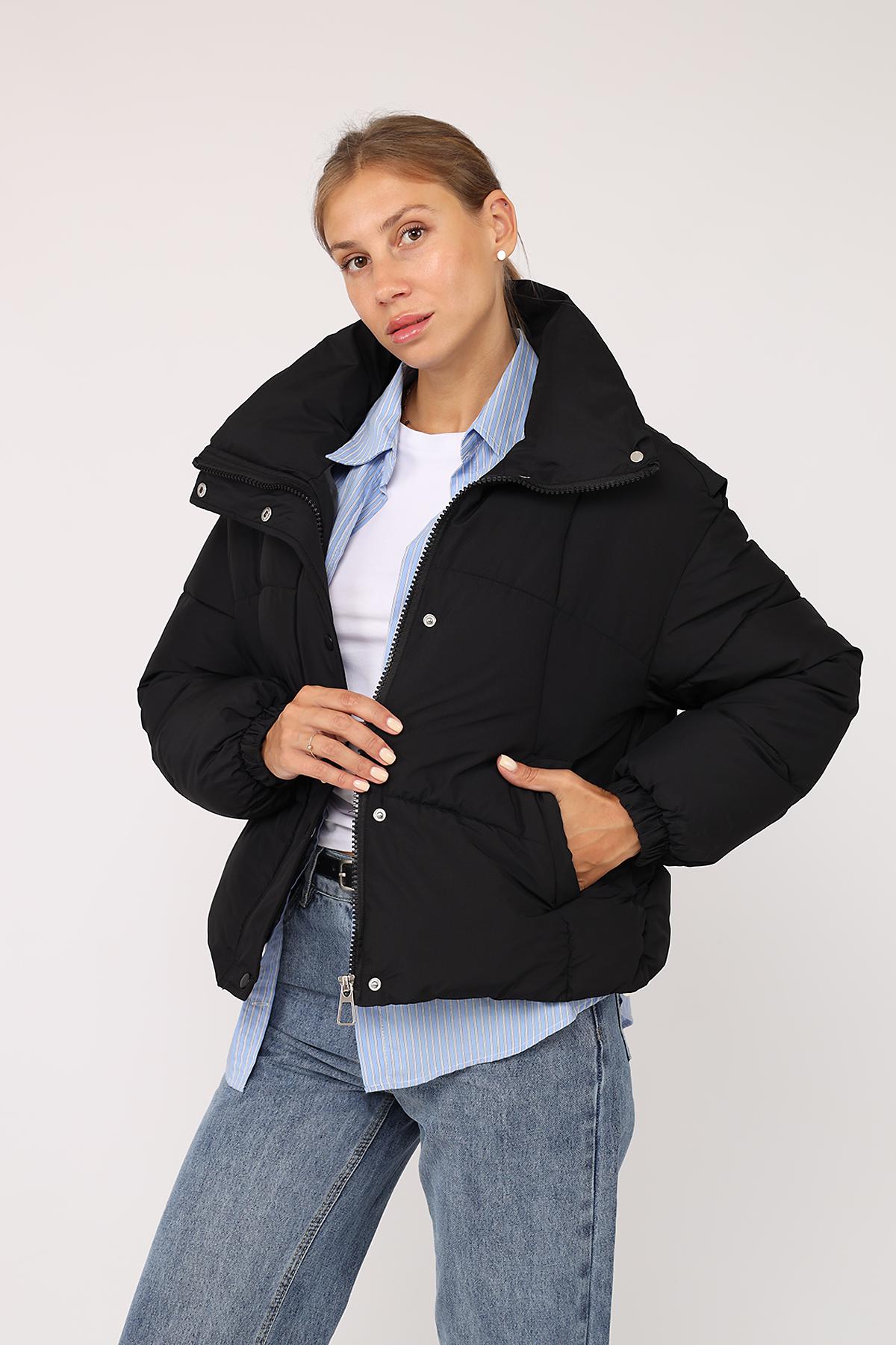 Куртка жіноча ЦБ-00277855 р. 54 Чорний (28422272)