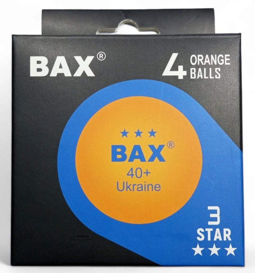 Набір м'ячиків для настільного тенісу Bax 3 Star 40+ 4 шт. Orange (151314) - фото 2