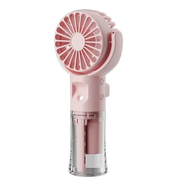 Вентилятор ручний з USB-зарядкою та функцією розпилення води Рожевий