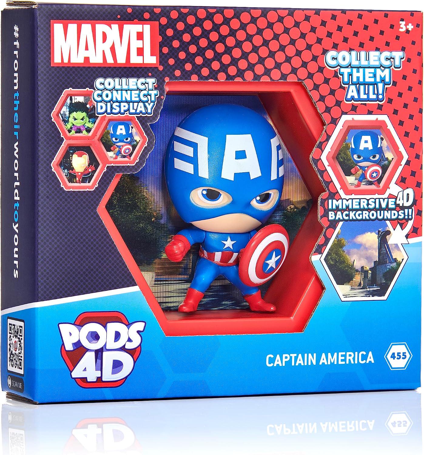 Игрушечная фигурка коллекционная Капитан Америка Марвел WOW! Stuff PODS 4D Marvel Captain America в дисплее 10,2 см (SKU-364.2)