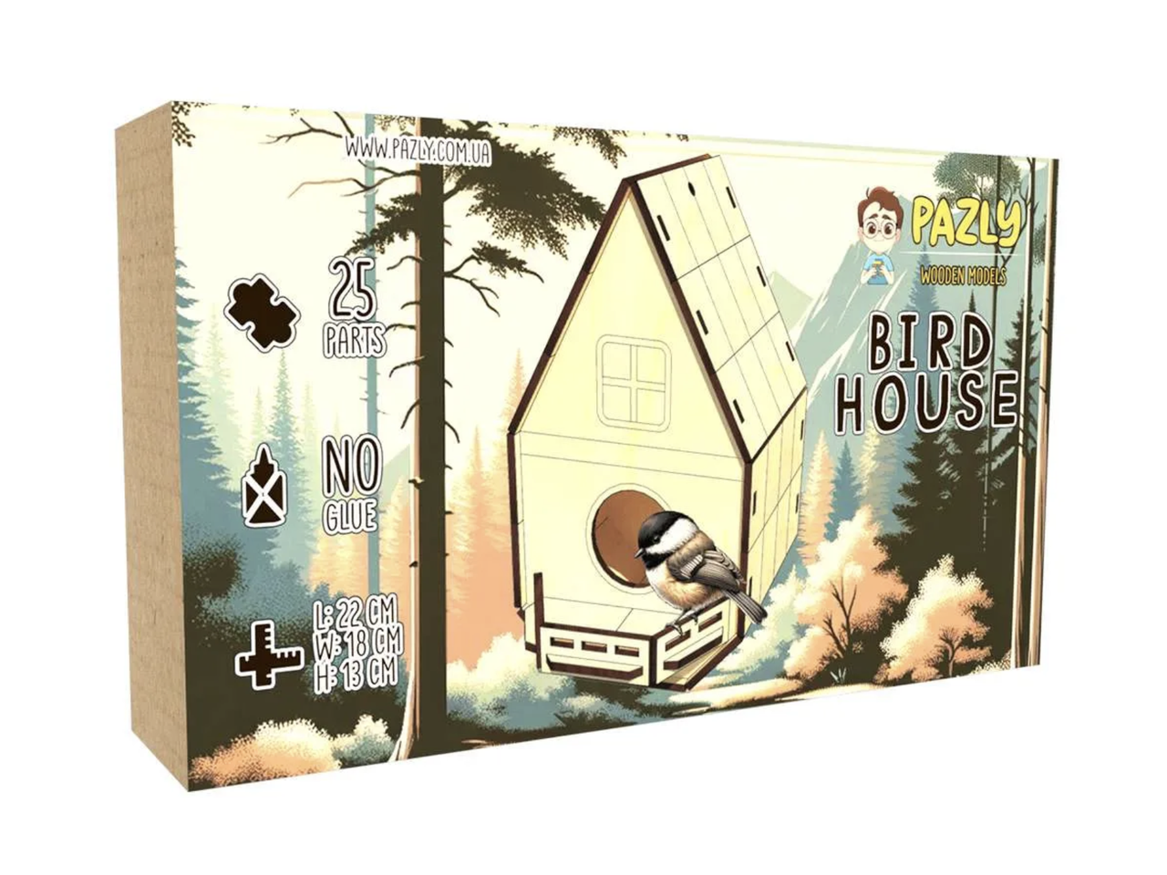 Пазл из дерева Pazly 3D Скворечник для птиц и животных 25 деталей