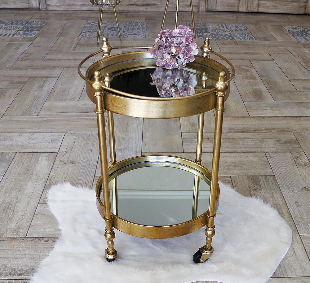 Сервировочный столик на колесах из металла с зеркальной столешницей Гранд Презент 96022