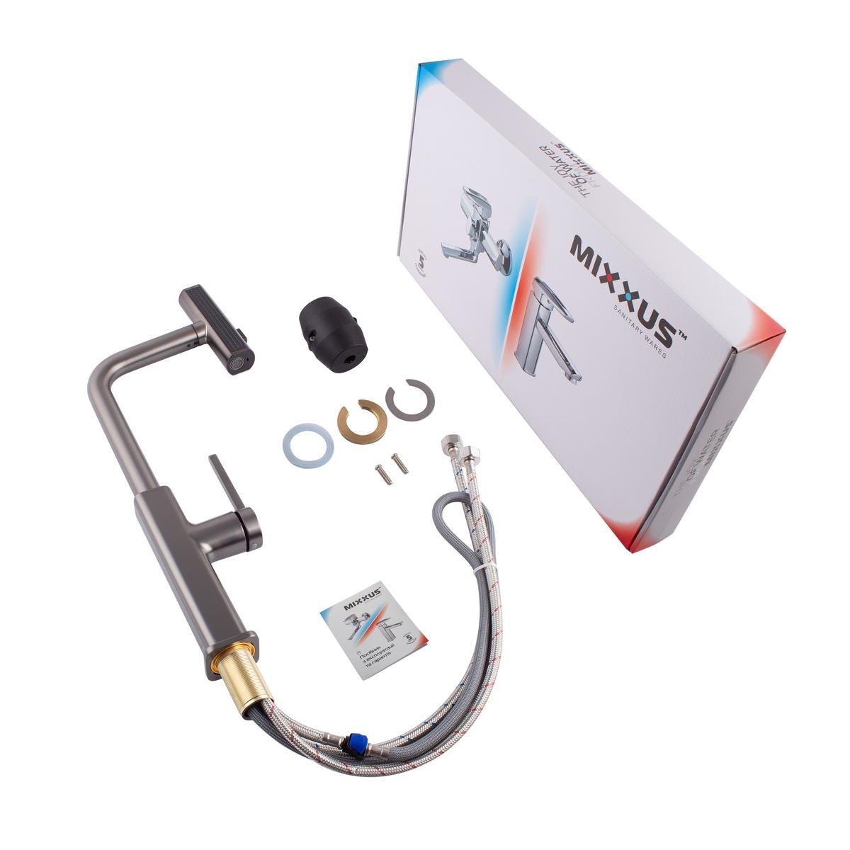 Смеситель с вытяжным душем однорычажный MIXXUS 014 латунь Графит (b-MI6955) - фото 6