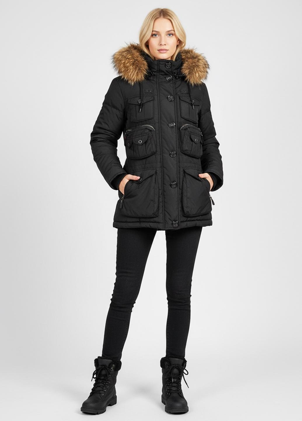 Куртка-аляска жіноча PRL Jeans.CO DW-0132 пухова р. 44 Чорний (DW-0132-44)