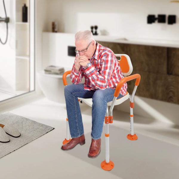 Сиденье для душа алюминиевый сплав 125 кг современный дизайн с регулировкой высоты 39-49 см Оранжевый - фото 4 Сиденье для душа алюминиевый сплав 125 кг современный дизайн с регулировкой высоты 39-49 см Оранжевый - фото 4