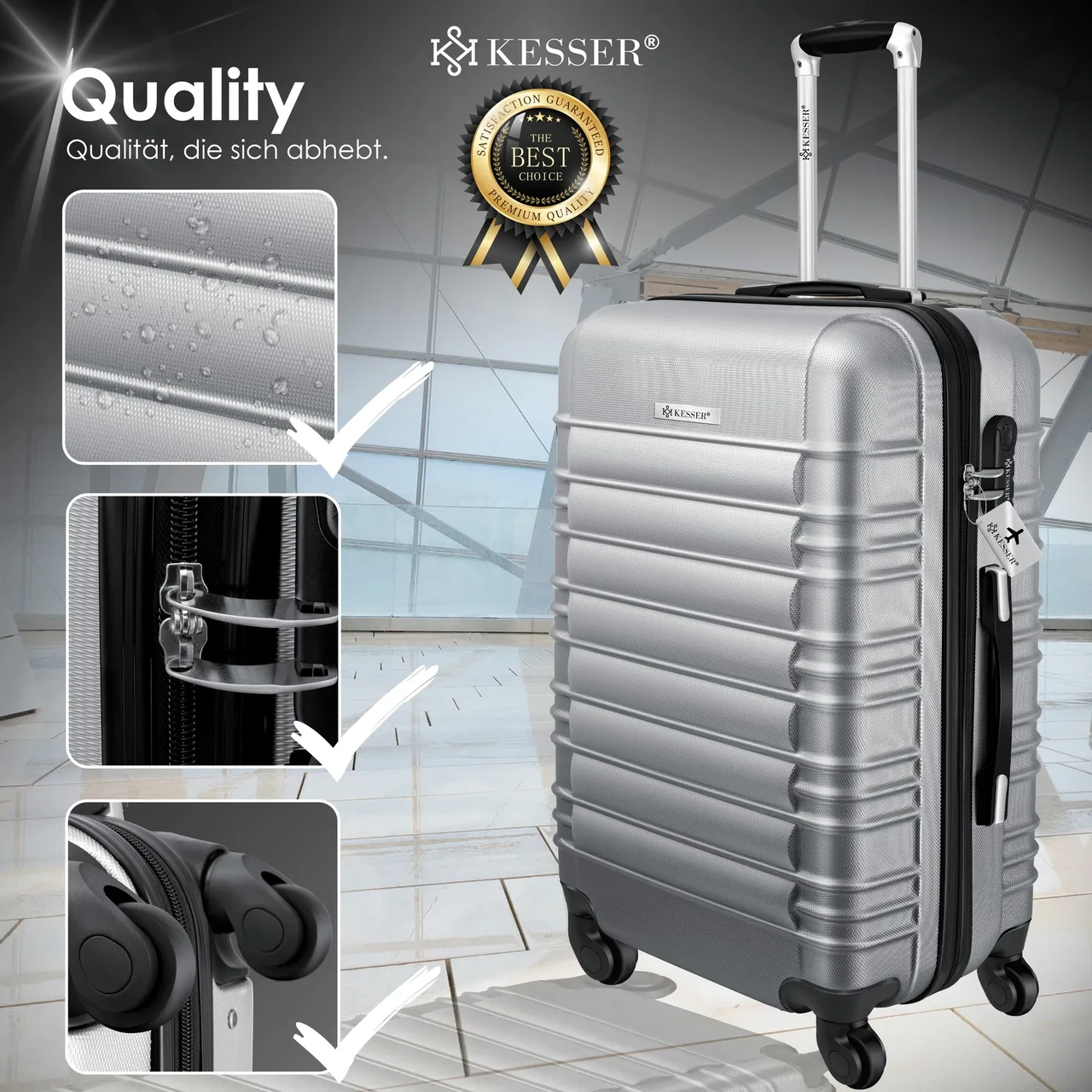 Набір із 4 дорожніх валіз KESSER з твердим корпусом S M/L/XL Срібний - фото 3 Набір із 4 дорожніх валіз KESSER з твердим корпусом S M/L/XL Срібний - фото 3