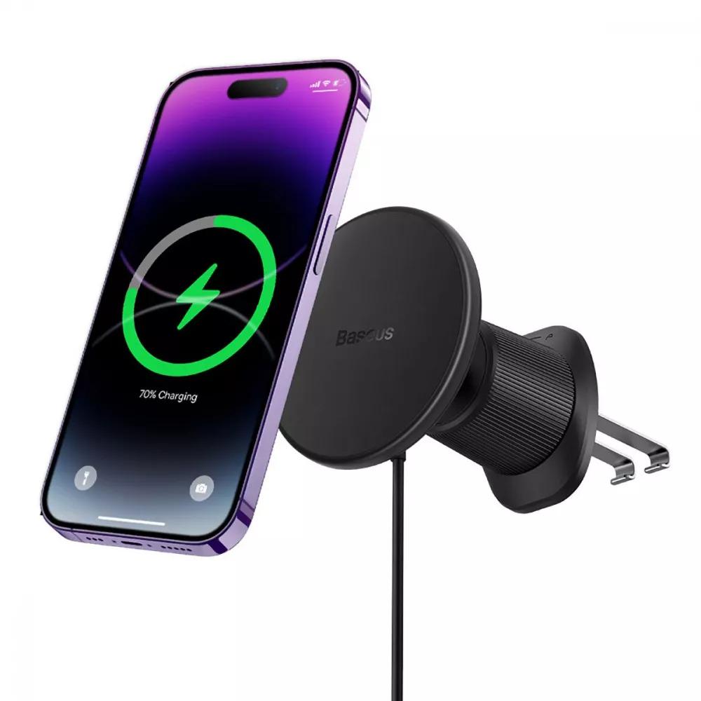 Автомобільний тримач з бездротовим зарядним пристоем BASEUS CW01 Magnetic 15W Black - фото 6