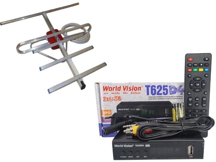 Тюнер World Vision T624D4 IPTV/антенна комнатная A-sus 0,3