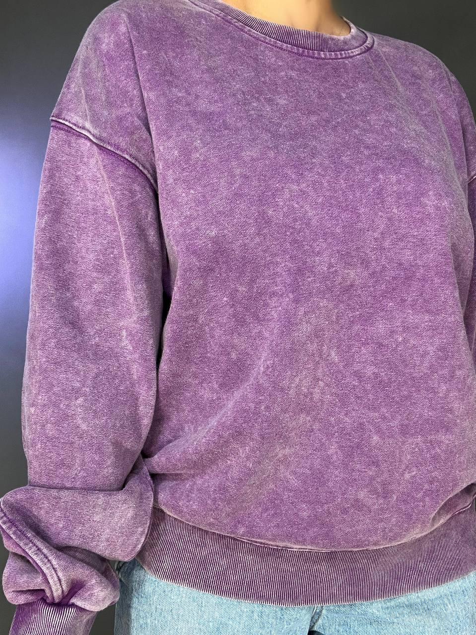 Світшот жіночий A-N 25027 вільний крій варений тай-дай середня довжина OS Фіолетовий (3378) - фото 4