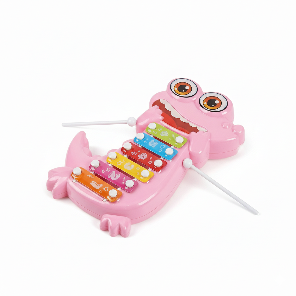 Ксилофон Y 9097 Динозаврик на листе 6 металлических пластин/2 ударные палочки (30477985)