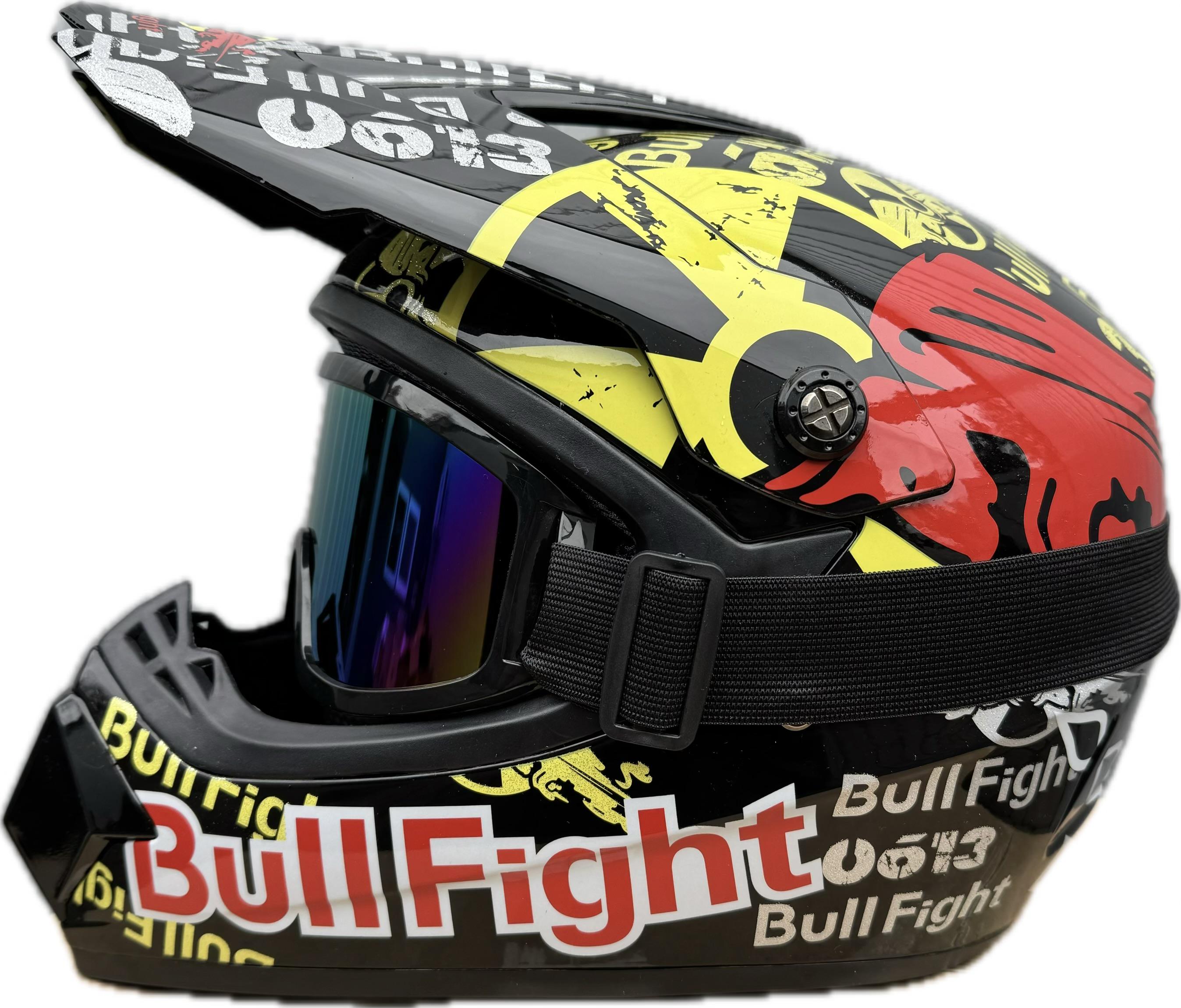 Мотошлем детский кросс-эндуро Bull Fight с очками XS (0008)