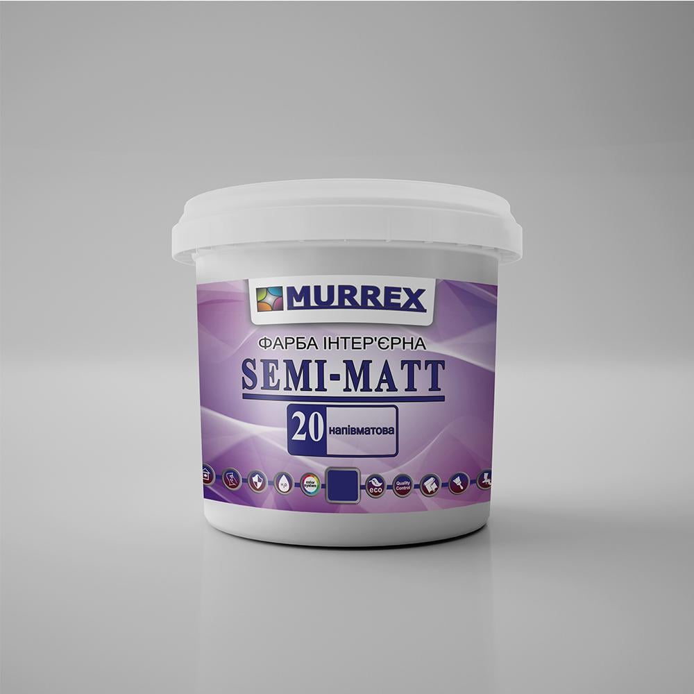 Фарба акрилова напівматова SEMI MATT 20 особливо стійка до миття 10 л Білий (00204)