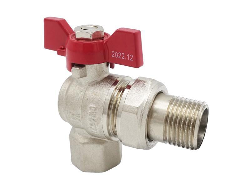 Кран-американка V&G VALOGIN Optima 1/2" ВЗ угловая бабочка Красная (RS-VG-104401)