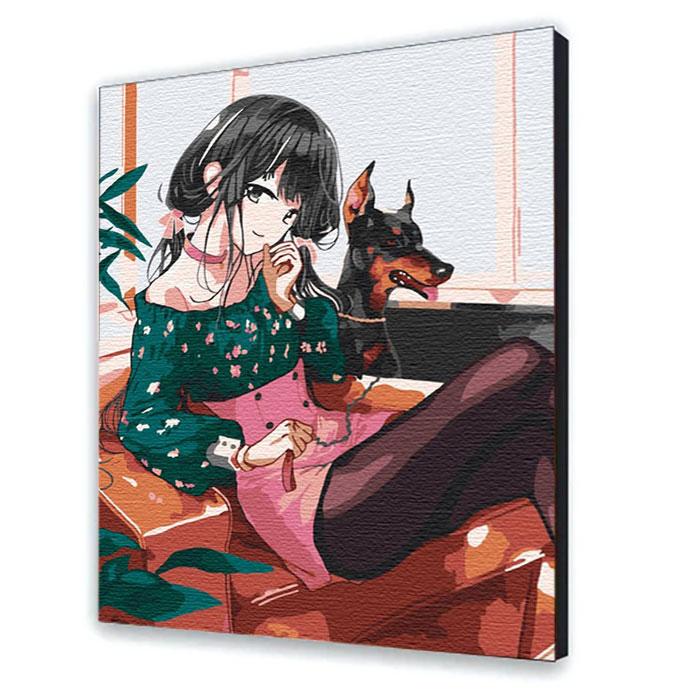 Картина по номерам ART CRAFT Девушка с собакой 40х50 см (10327-AC)