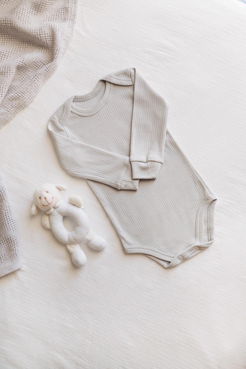 Боди детское интерлок рубчик с длинным рукавом 56 см Серый (2686477563)