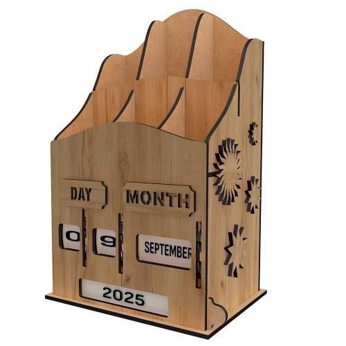 Вечный календарь Времена года с органайзером деревянный для декора (RN-250-N-1334)