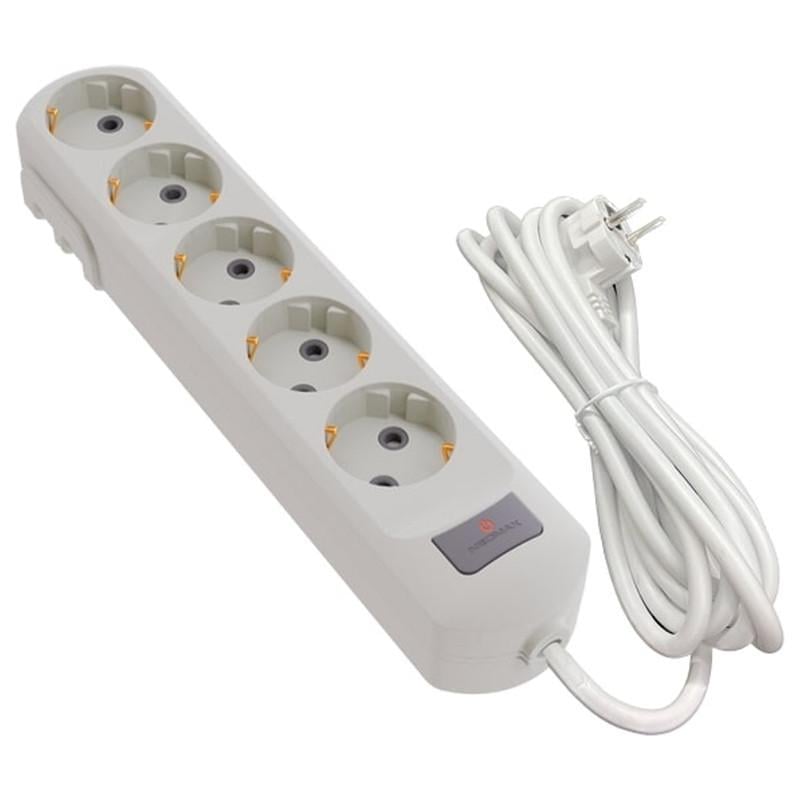 Удлинитель Neomax 2 м 5 гнезд с заземлением/с кнопкой Белый (NX503502) - фото 1 Удлинитель Neomax 2 м 5 гнезд с заземлением/с кнопкой Белый (NX503502) - фото 1