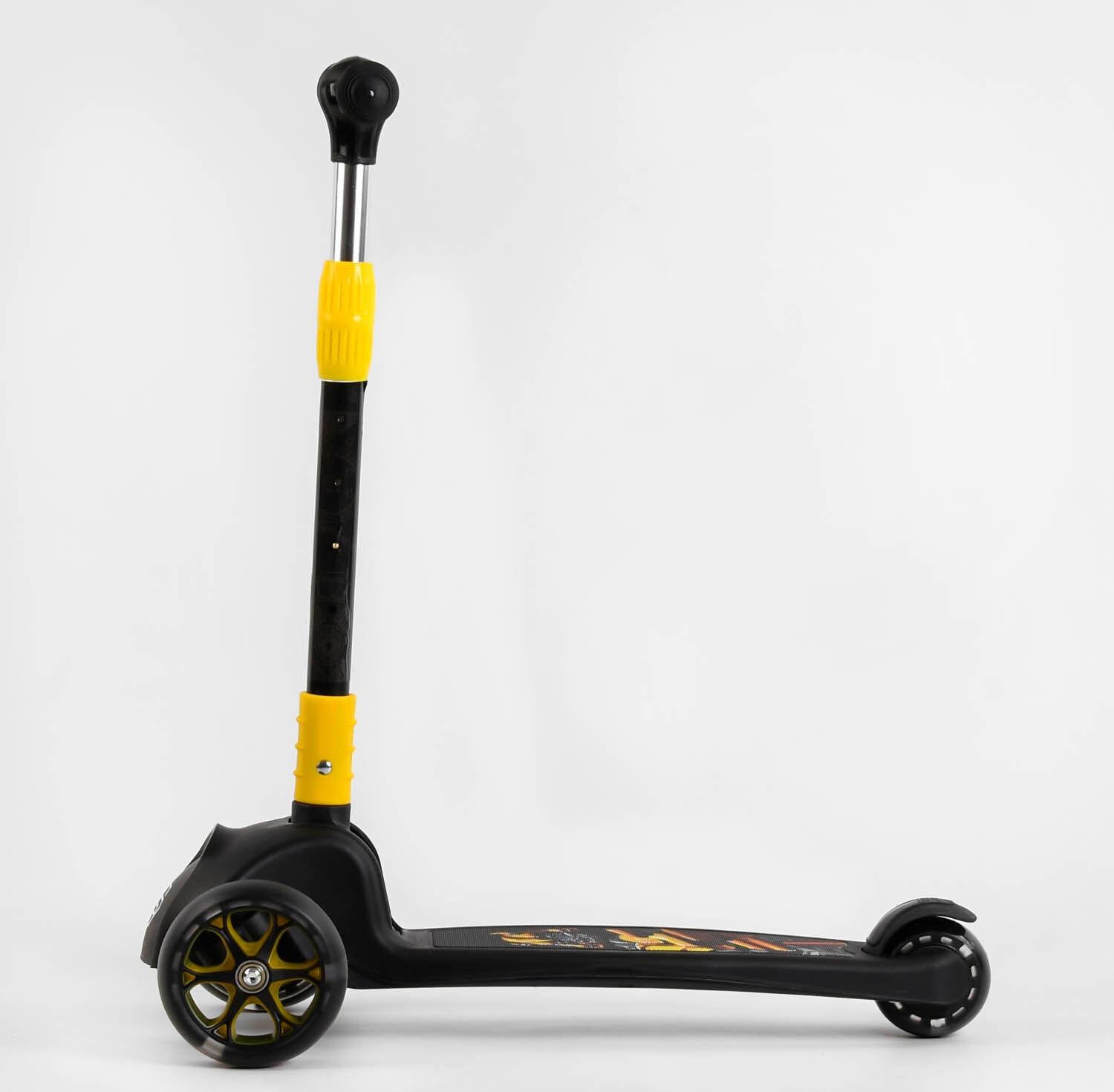 Самокат детский трехколесный Best Scooter 15172 с подсветкой колес и дисков/складной руль/PU колеса Желтый (25310867)