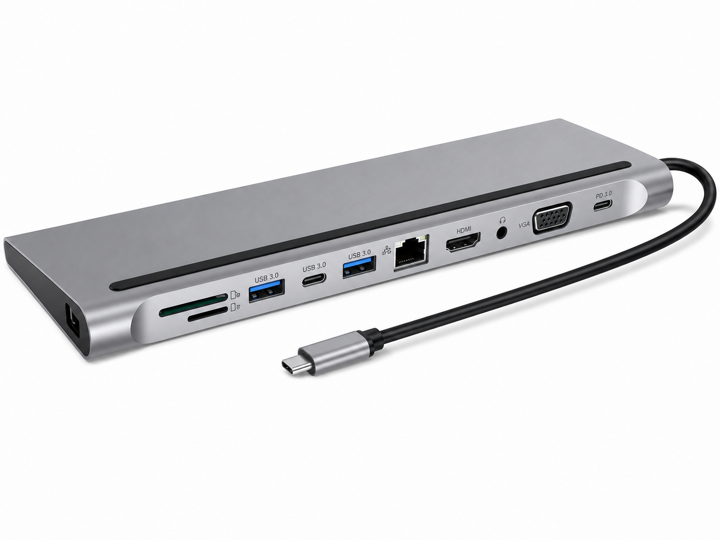 Хаб-переходник конвертер с Type C на 4K HDMI и RJ45/PD/VGA/AUX 3,5 мм/3×USB 3.0 (1009-342-00)