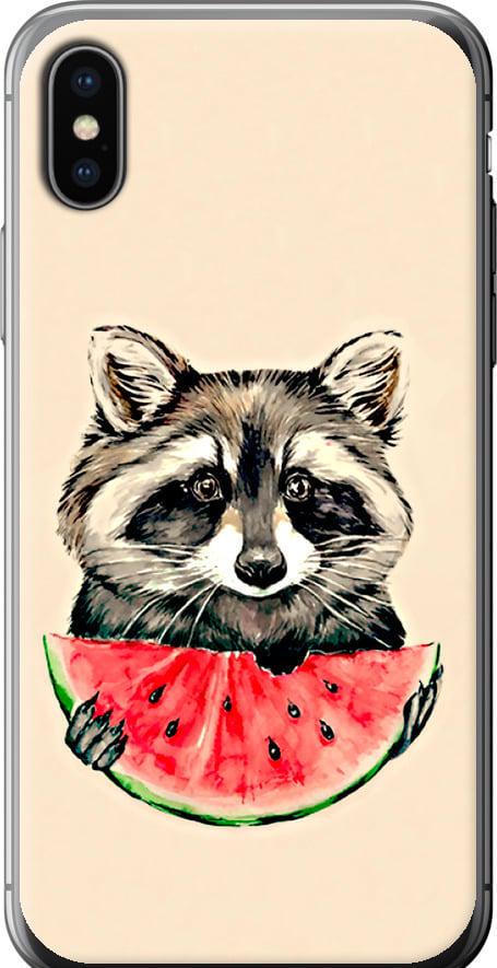 Чохол на iPhone X Єнотик з кавуном (4605t-1050-42517)
