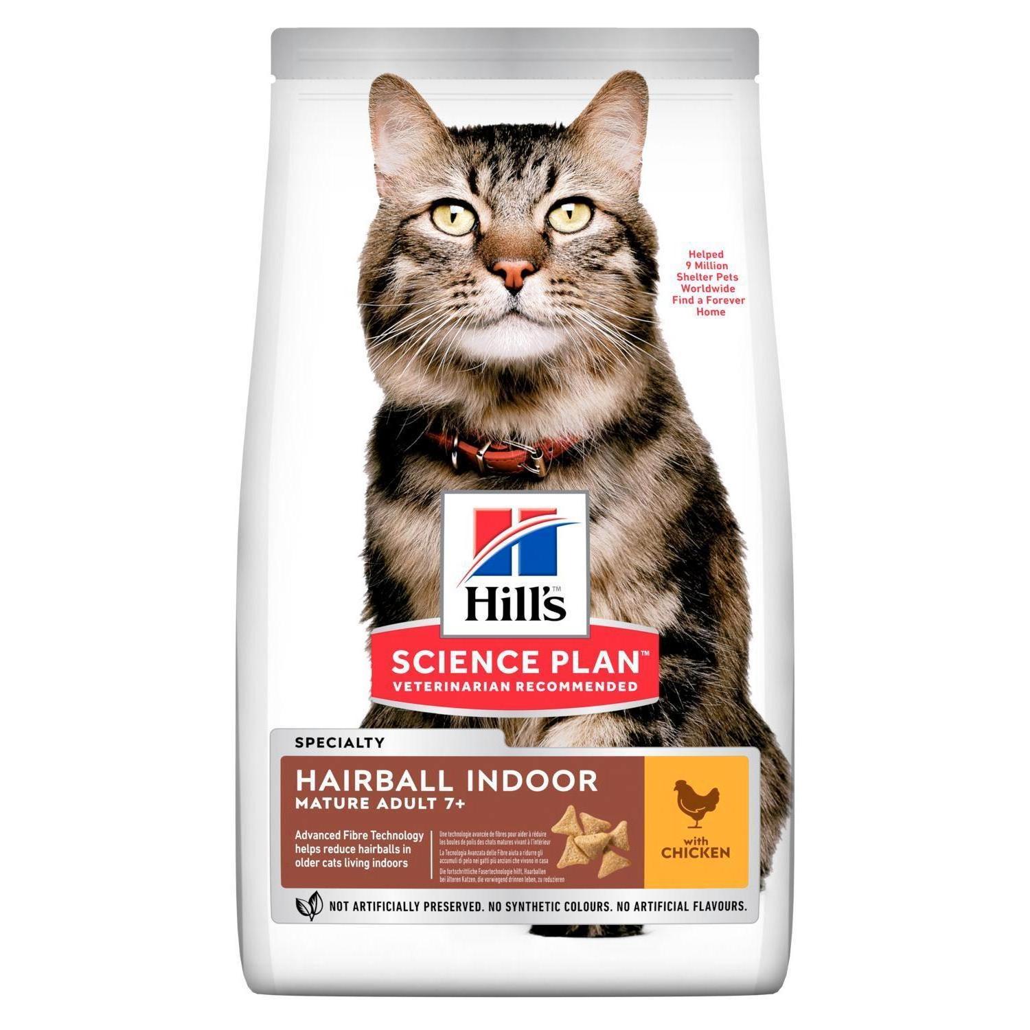 Корм сухой для кошек Hill's SP Feline Hairball&Indoor Mature 7+ Chicken 1,5 кг (24389989)