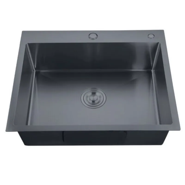 Мойка для кухни Zerix ZH5843-215 3.0/0.8 из нержавеющей стали Nano-Black (MX1584)