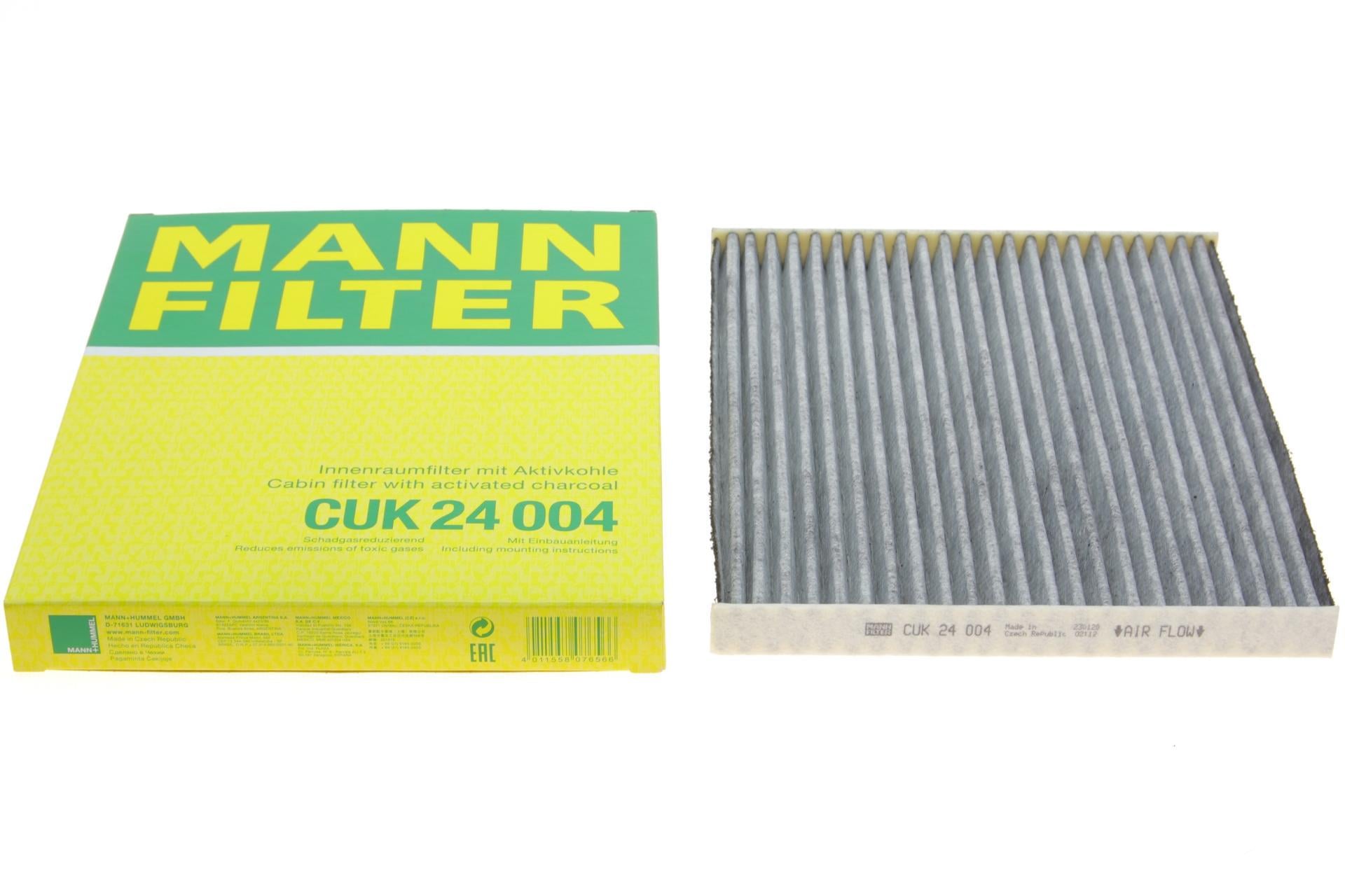 Фильтр салона Mann-Filter для Hyundai Tucson 04-10/ix35 10-/Ioniq 19-19/Kia Sportage 04-/Niro 17- угольный (CUK 24 004)