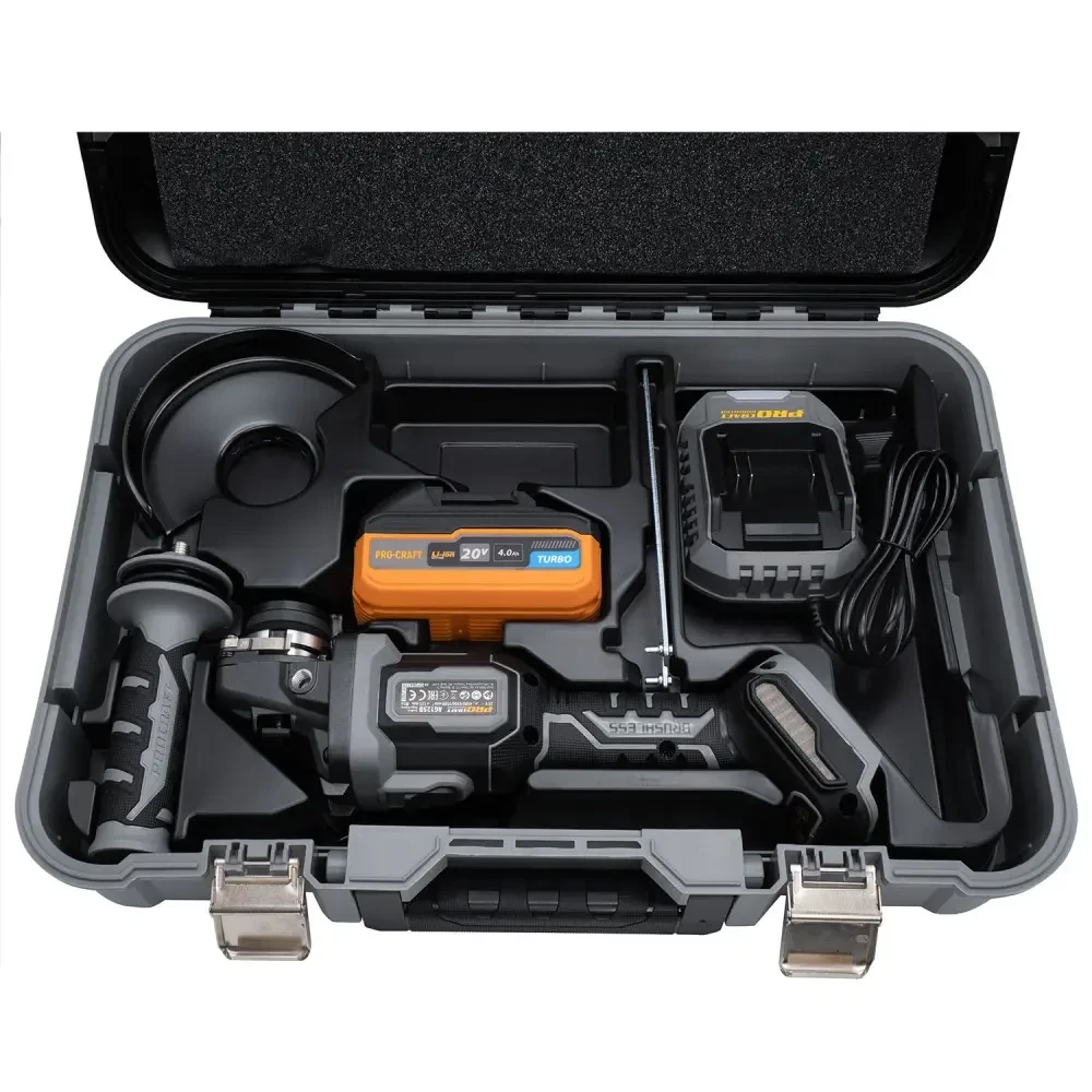 Шлифовальная машина аккумуляторная угловая Procraft Industrial AG125B 1 Акб 20В 4Ач и Зп кейс (AG125B 20/4)