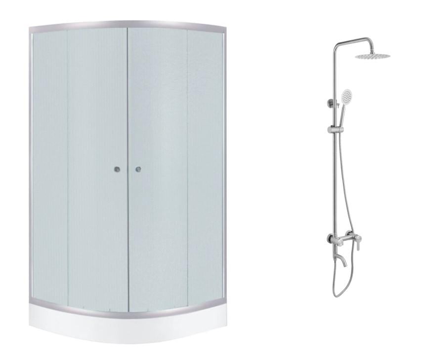 Комплект душевая кабина Agua Cascad - SFD90x90 см/душевая система Agua Elposo - INOX064 (CV035438/CV035463)