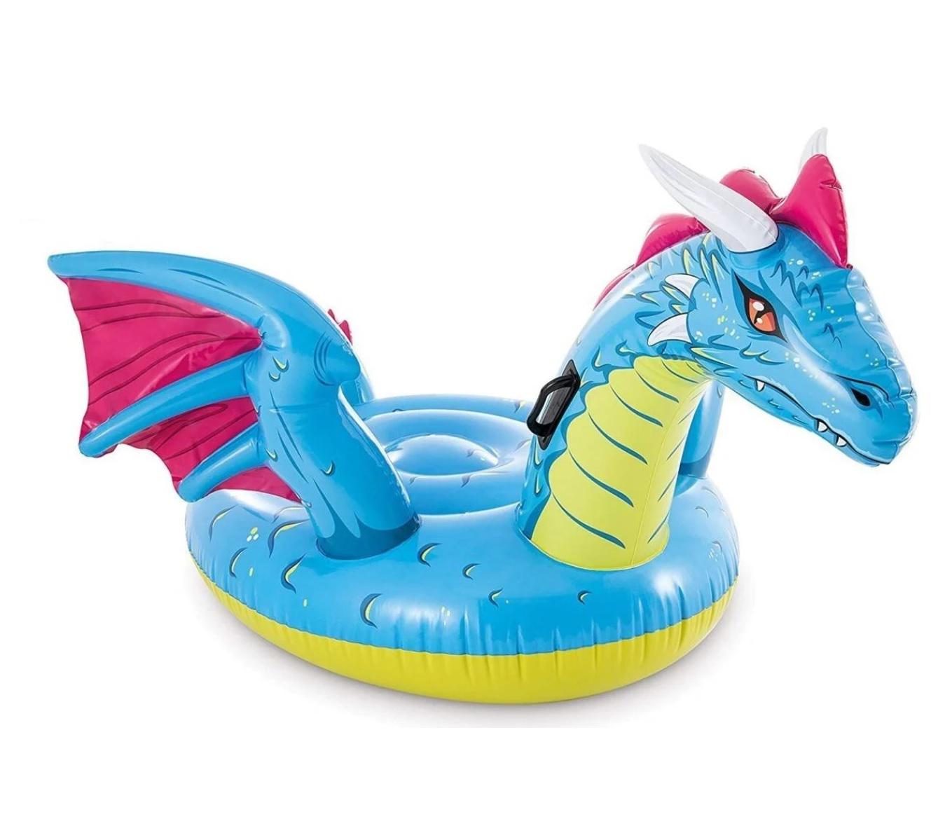 Матрац дитячий надувний Intex Дракон 201x191 см Blue (96802)