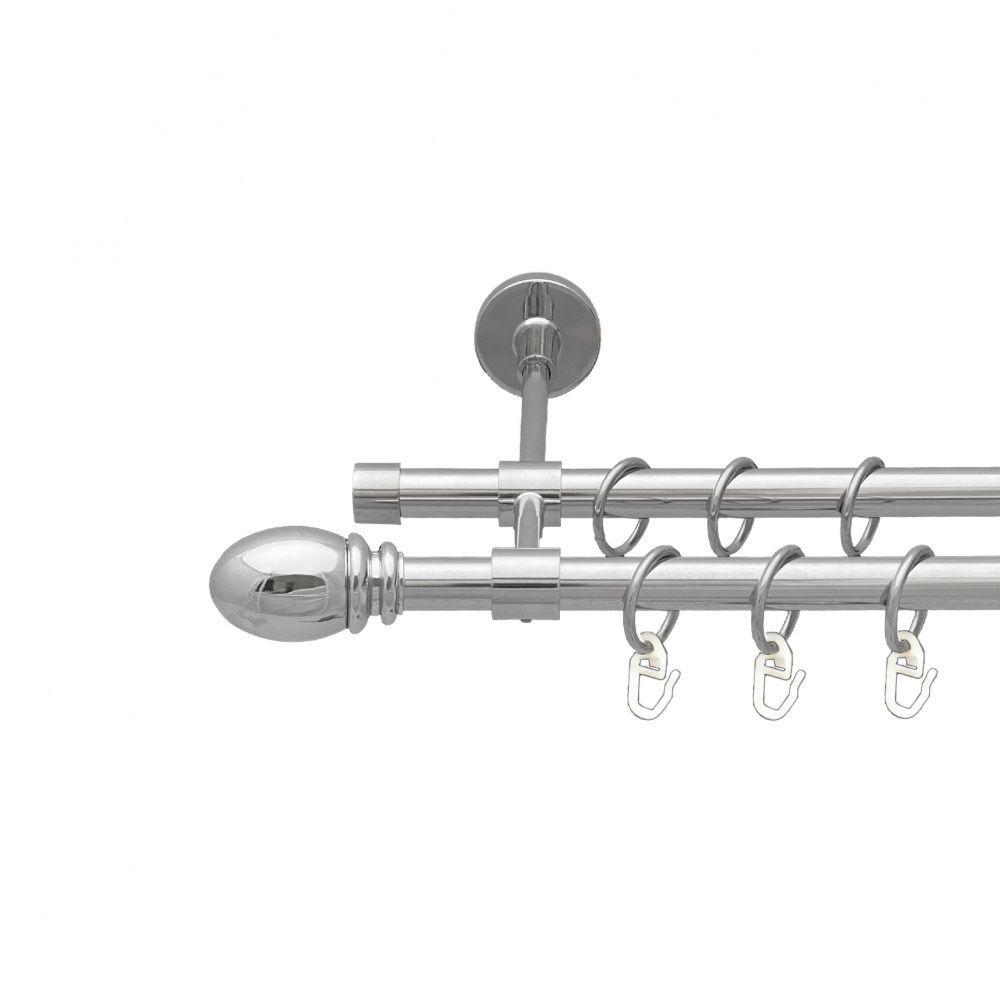 Карниз для штор Orvit Білуно дворядний гладкий 16\16 мм 300 см Хромовий (7387923)