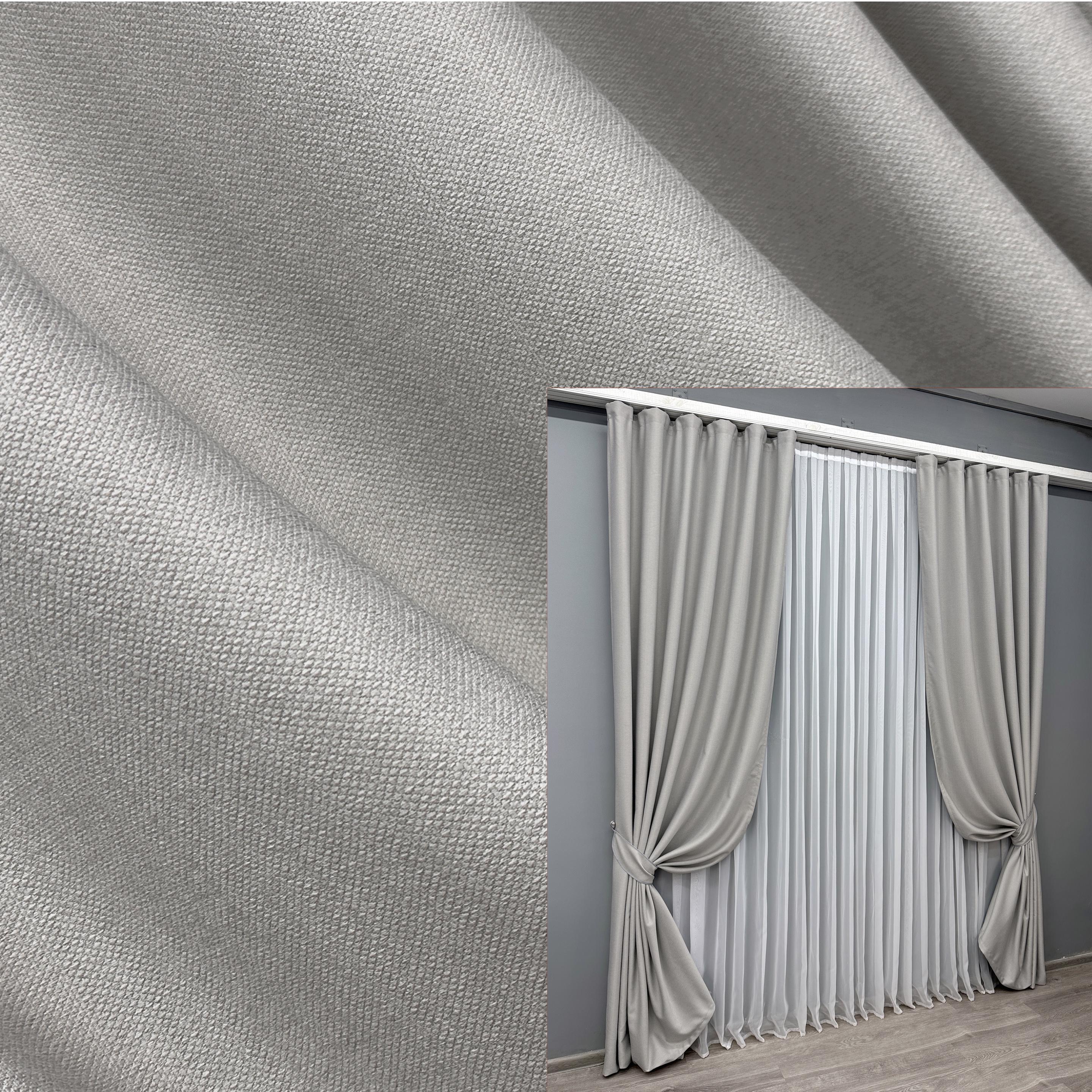 Комплект готових штор VR-Textil Шеніл однотонний №1690ш 150х270 см 2 шт. Попелястий (33-0585) - фото 5