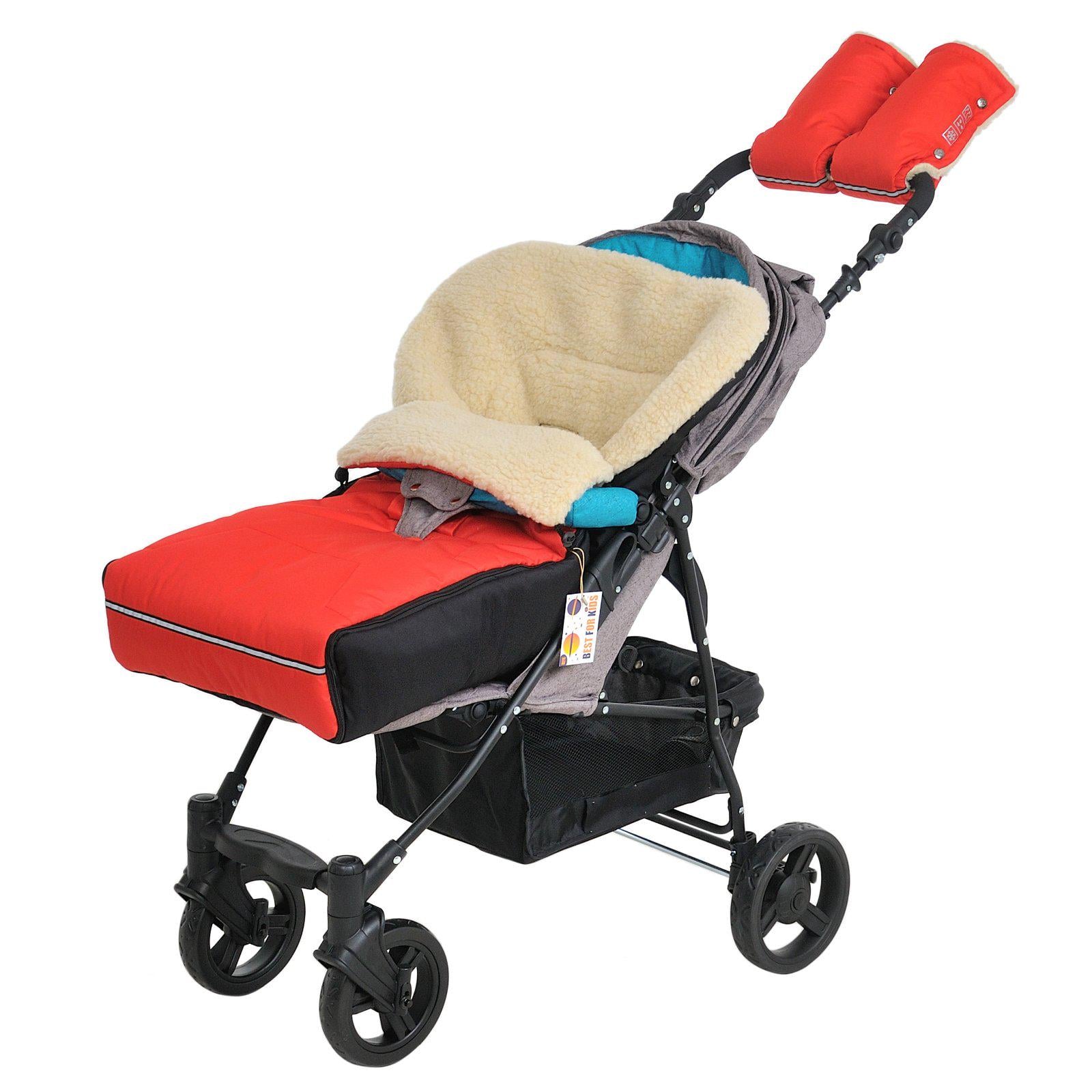 Комплект конверт-чехол зимний For Kids Ideal с рукавицами на коляску 2в1 Красный (897)